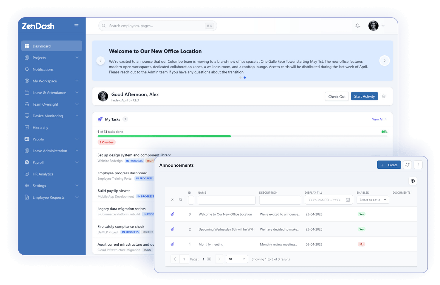 Announcements and Communication
